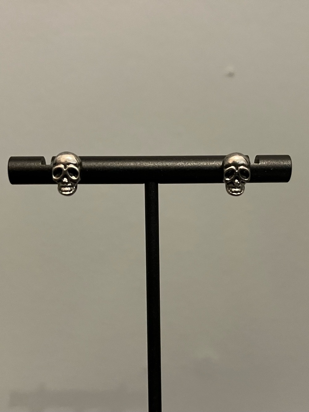 Silver Tone Mini Skull Pierced Earrings